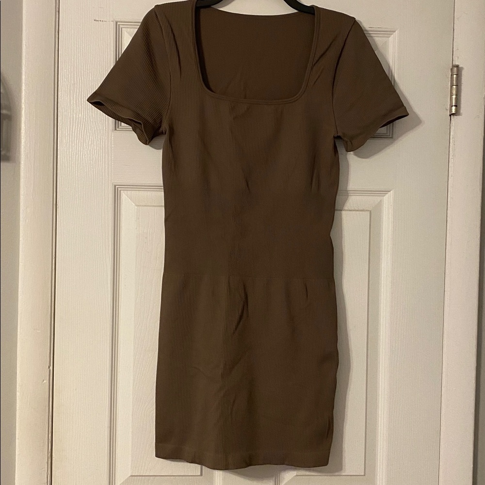 Ribbed Brown Activewear Dress - XL